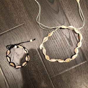 seashell choker and bracelet set